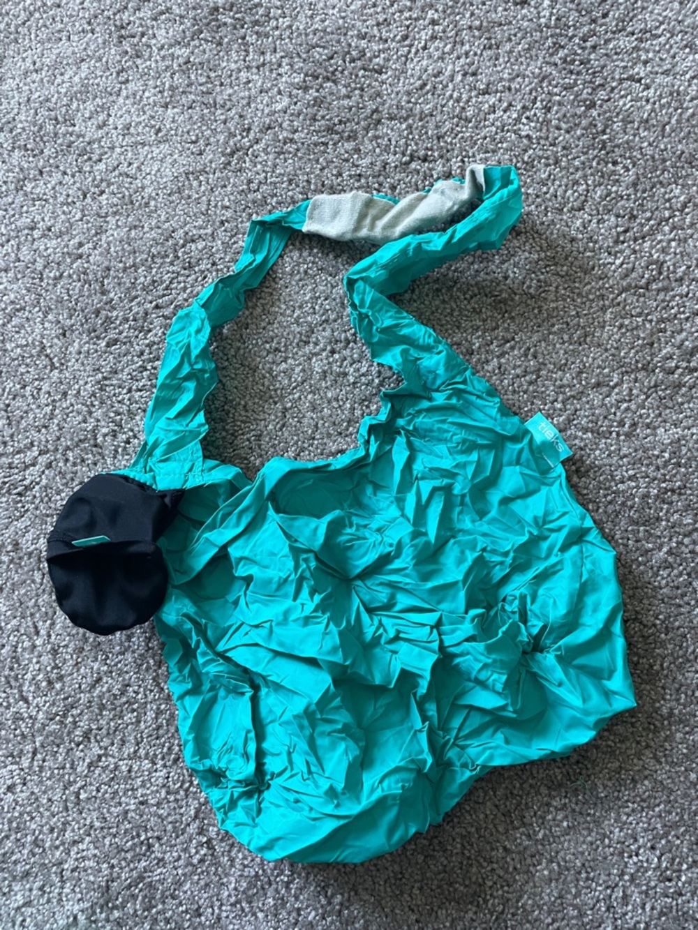 Tieks Black Leather Ballet Flats with Teal Pull Tabs - Picture 7 of 9